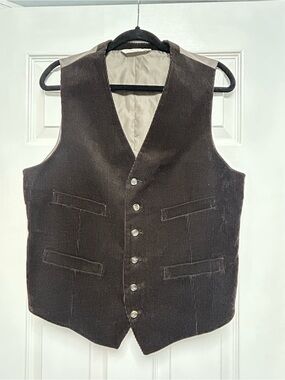 Classic Brown Corduroy Button Vest